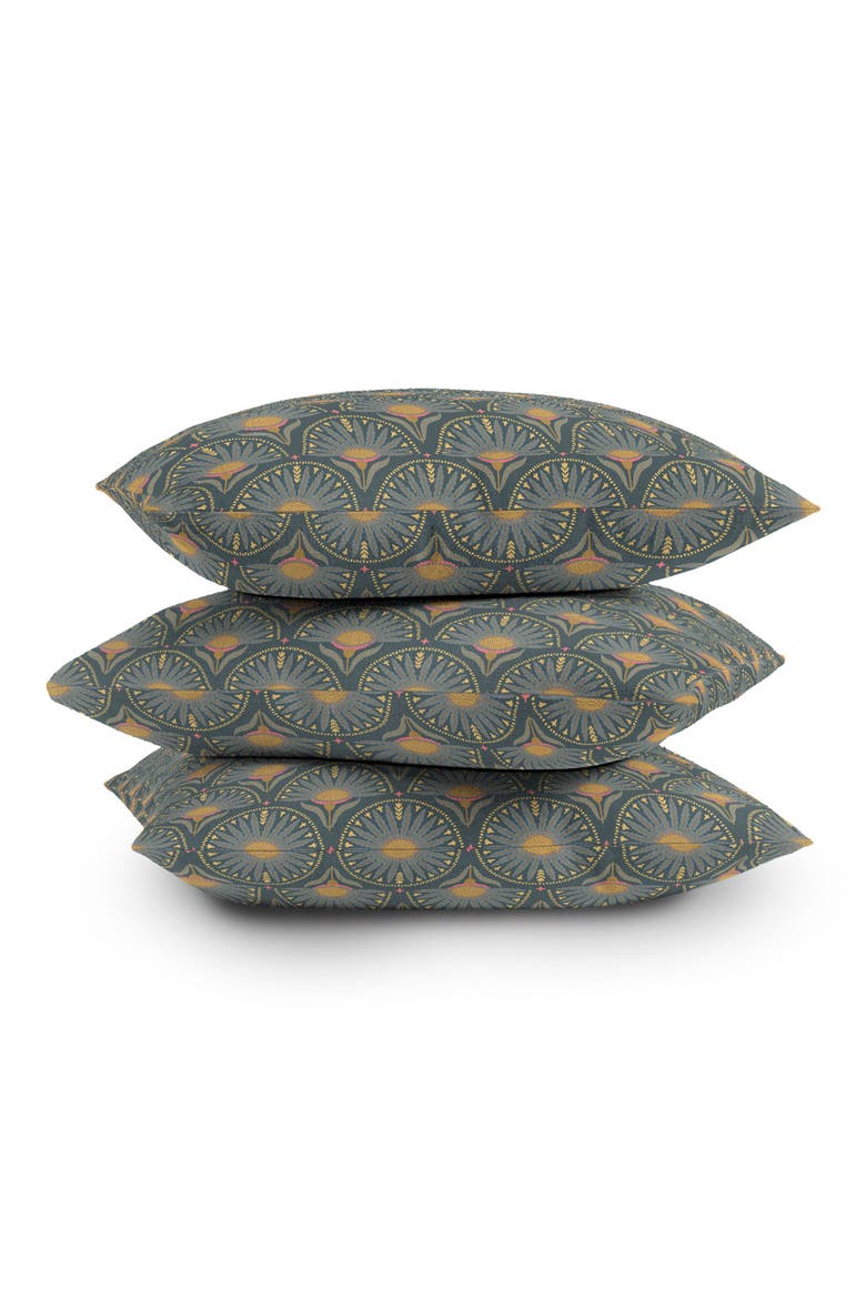 Floral Fan Square Throw Pillow, Alternate, color, GREEN