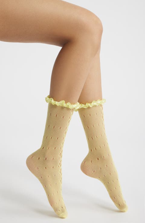Mimi Satin Ruffle Lace Crew Socks