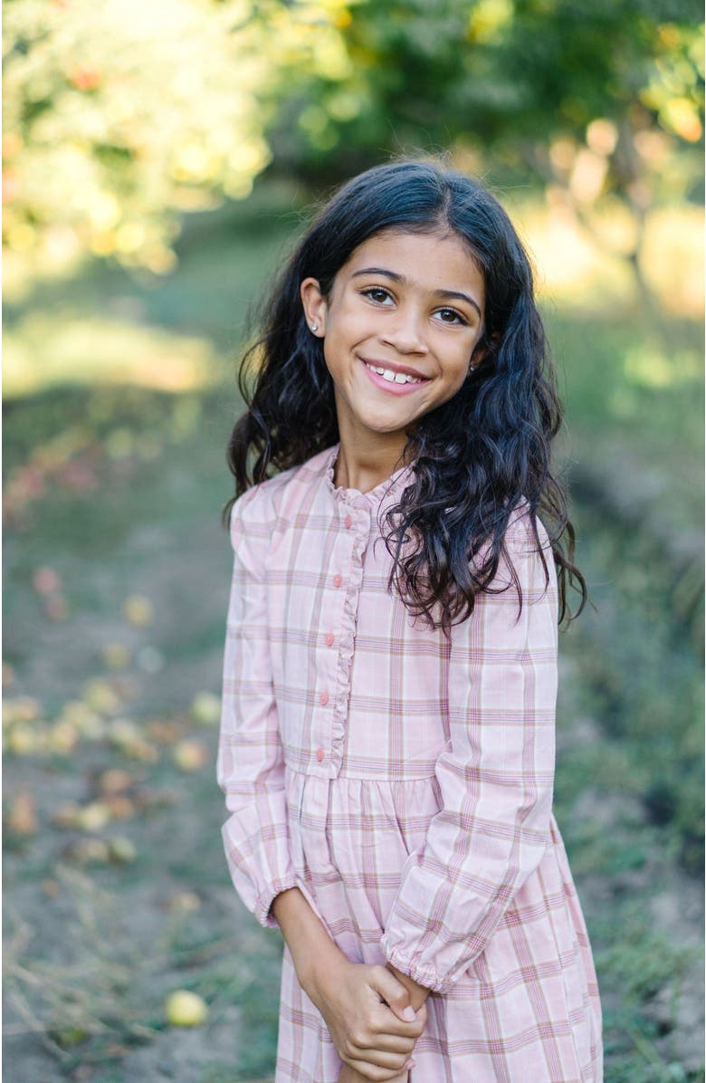 Hope & Henry Girls' Organic Tiered Ruffle Neck Dress, Toddler, Alternate, color, Fall Rose Plaid