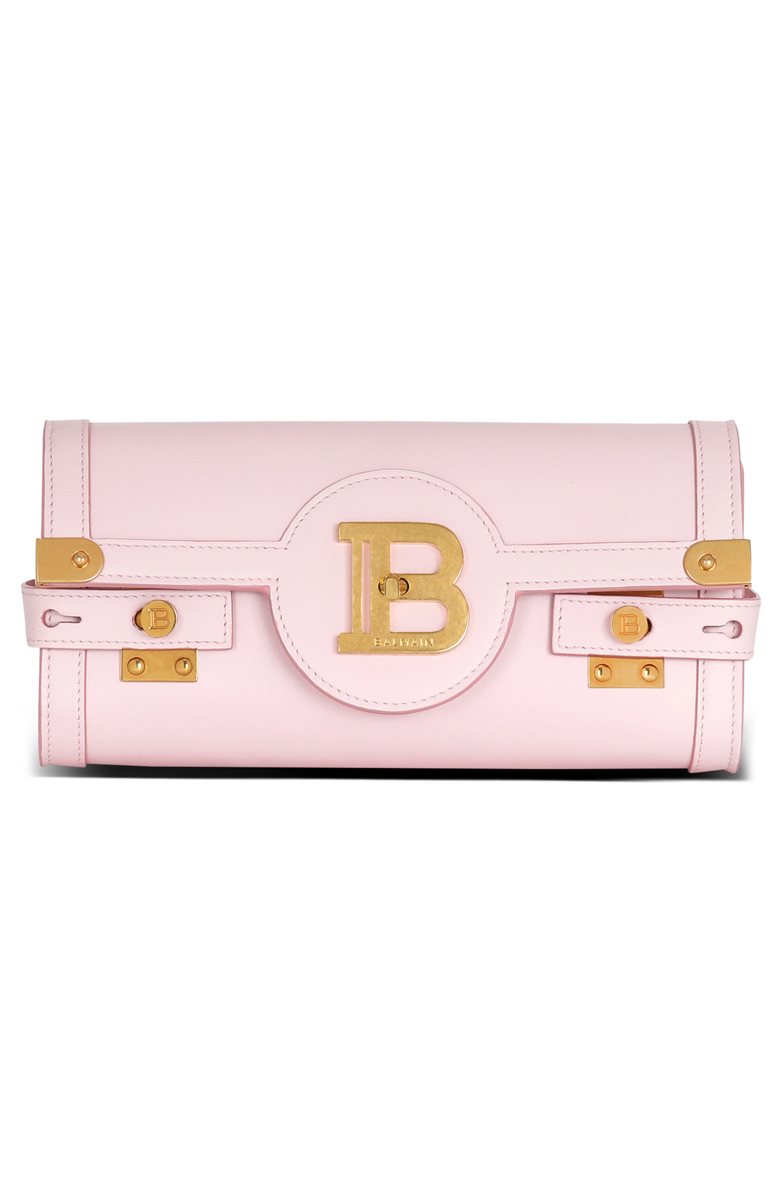 Balmain B-Buzz 23 Calfskin Leather Clutch, Alternate, color, 