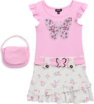 Zunie Kids' Butterfly Dress & Handbag Set