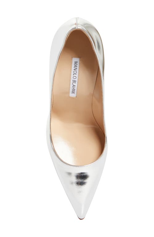 Manolo Blahnik Bb Metallic Pointed Toe Pump In Silver