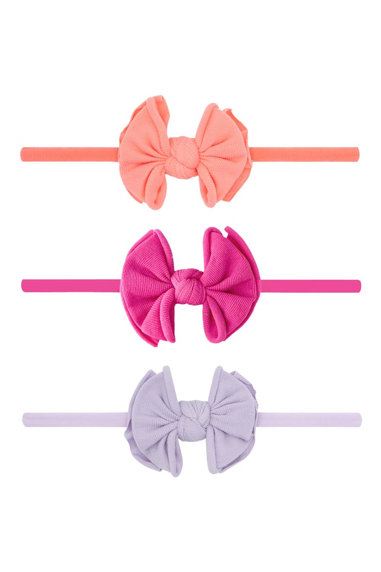 3-Pack Baby Fab Skinny Bow Headbands, Main, color, CORAL GUMBALL ORCHID