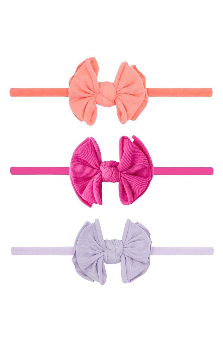 Baby Bling 3-Pack Baby Fab Skinny Bow Headbands, Main, color, Coral Gumball Orchid