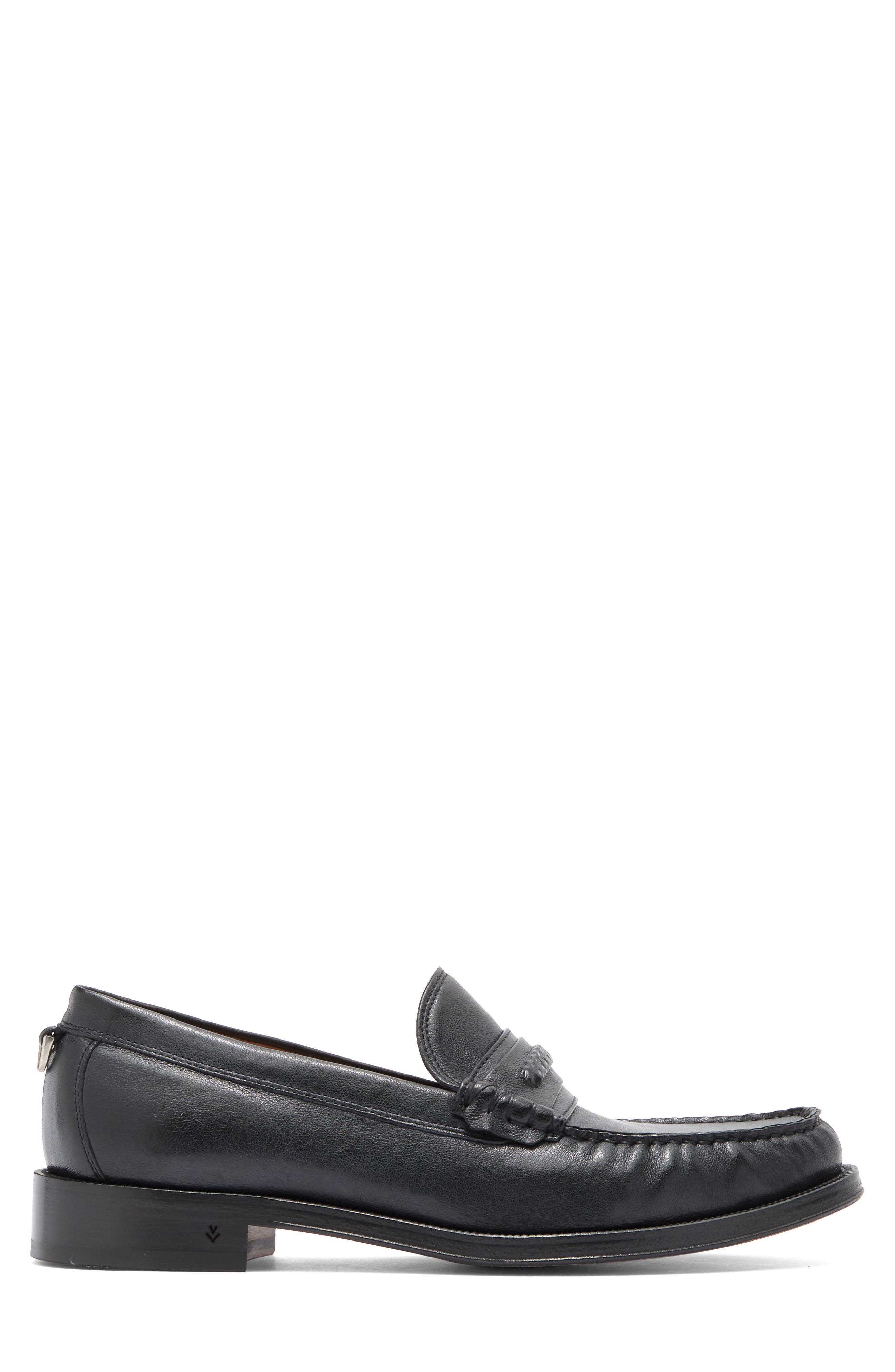 John Varvatos Hawthorne Chain Bit Loafer, Alternate, color, Black