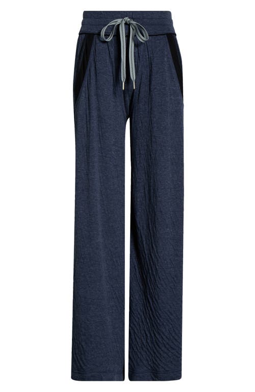 Free People Wait A Minute Drawstring Cotton Wide Leg Pants In Blue