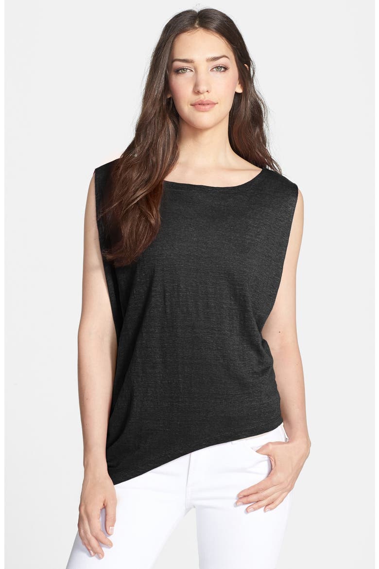 Organic Linen Asymmetric Tank, Main, color, BLACK
