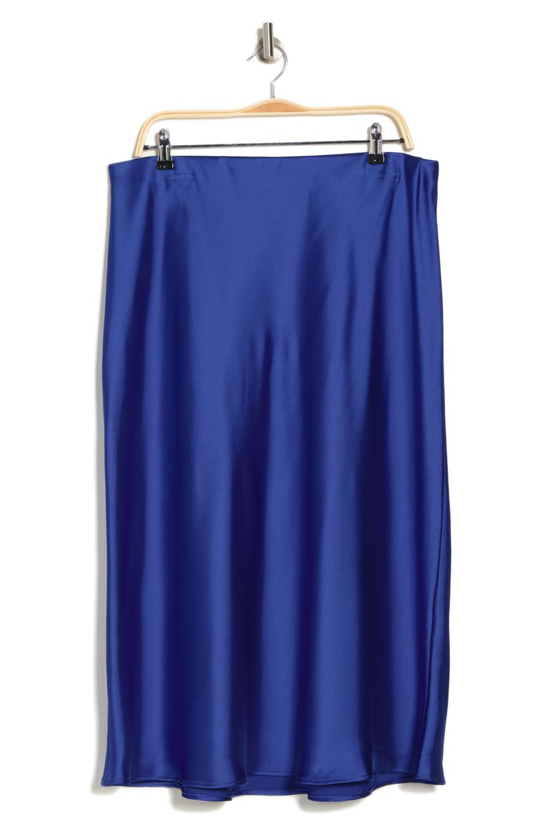 Renee C Satin Midi Skirt, Alternate, color, Royal Blue