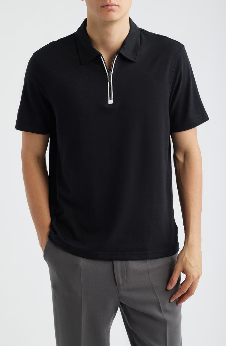 Bugatchi Quarter Zip Polo, Main, color, Black