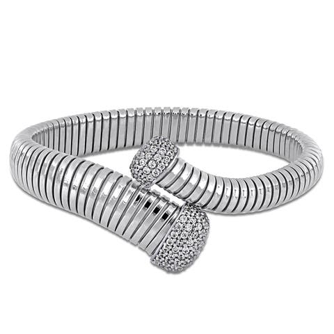 Cubic Zirconia Bypass Wrap Bangle Bracelet
