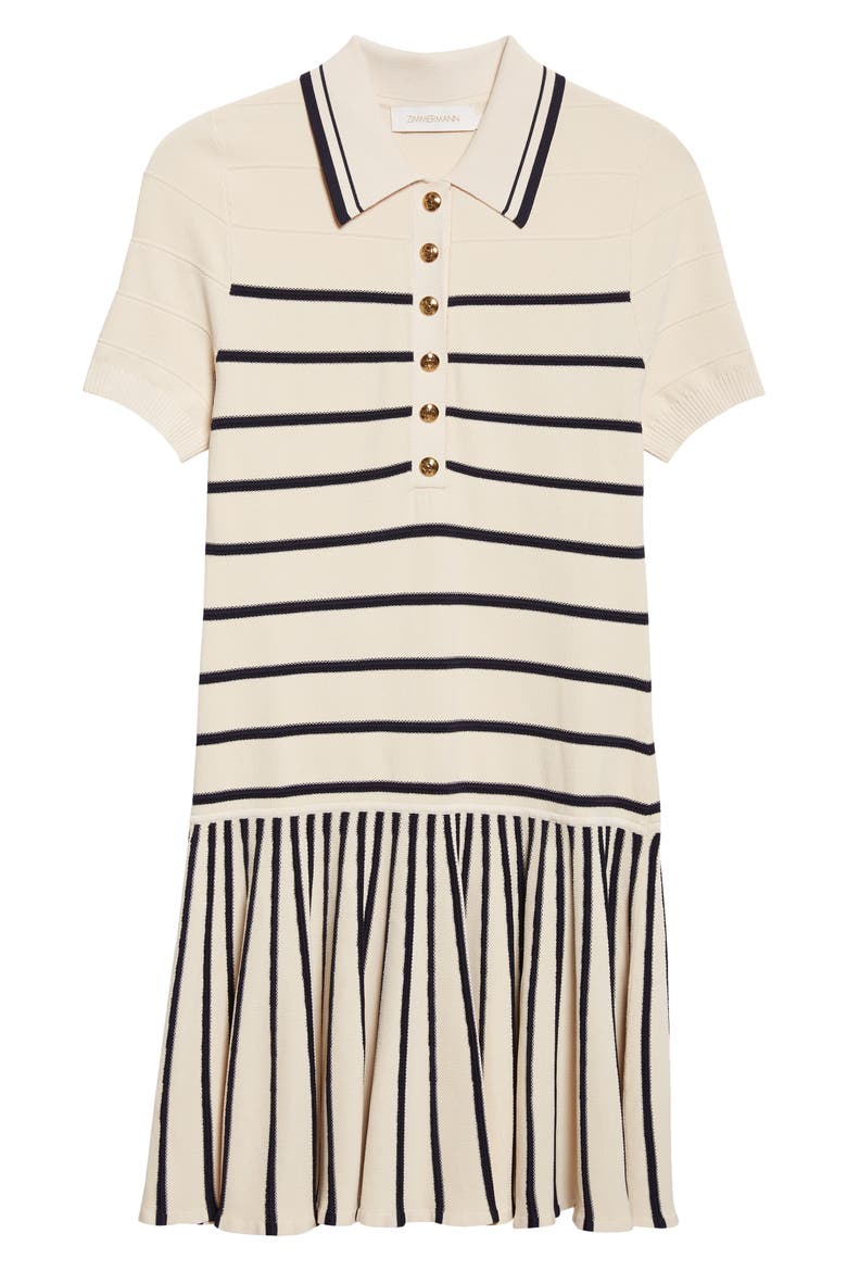 Kindred Spirit Luna Stripe Polo Minidress, Alternate, color, CREAM/ NAVY