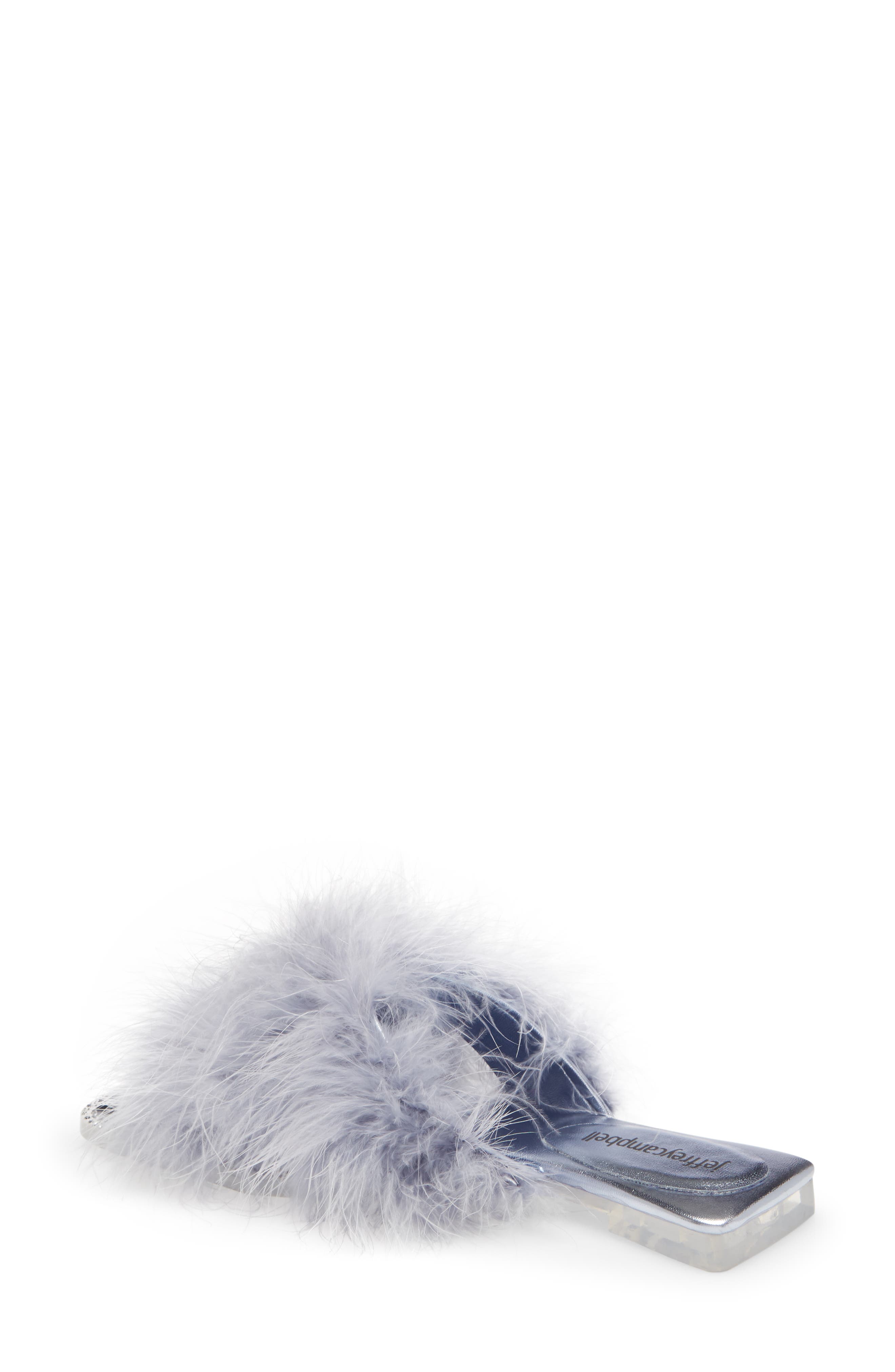 Crush On U Slide Sandal, Alternate, color, BLUE METALLIC BLUE FAUX FUR