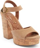 Kurt Geiger London Mayfair Cork Block Heel Ankle Strap Sandal
