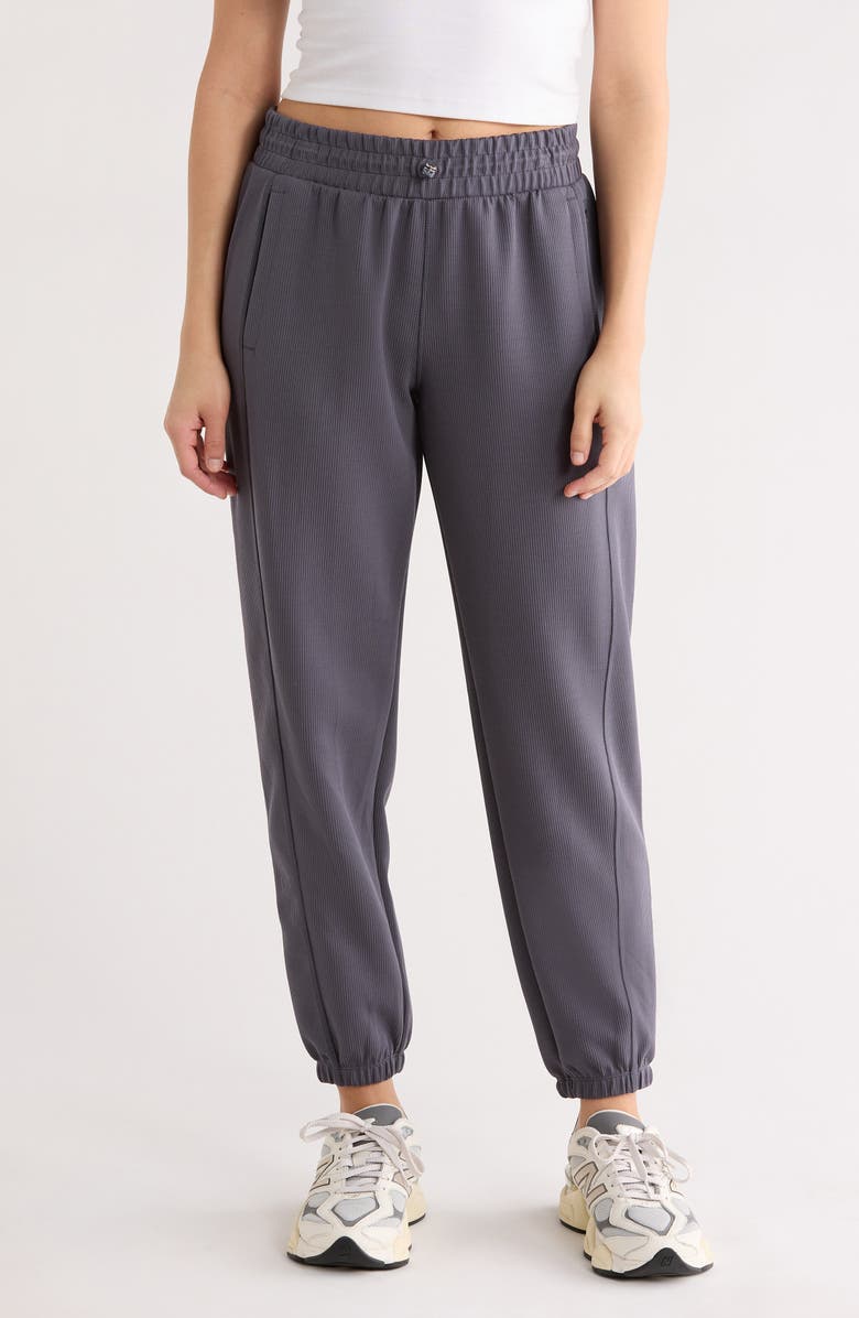 DKNY Rib Mid Rise Joggers, Main, color, Turbulence