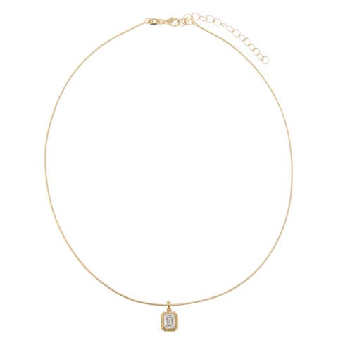 Lab Grown Diamond Emerald Bezel Omega Chain Necklace 14K