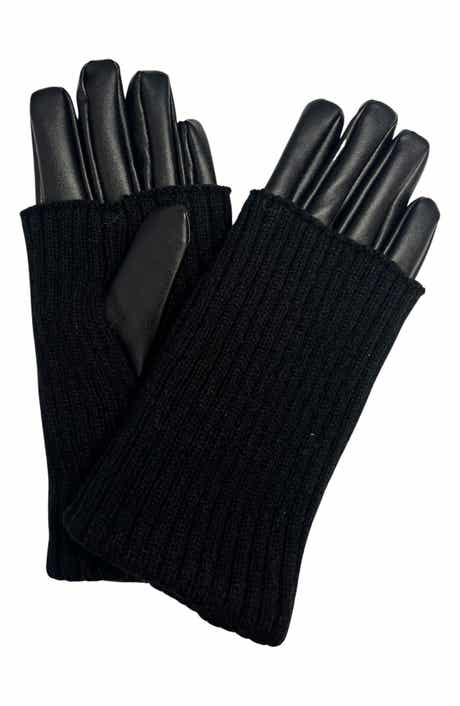 MARCUS ADLER Faux Leather & Knit Gloves