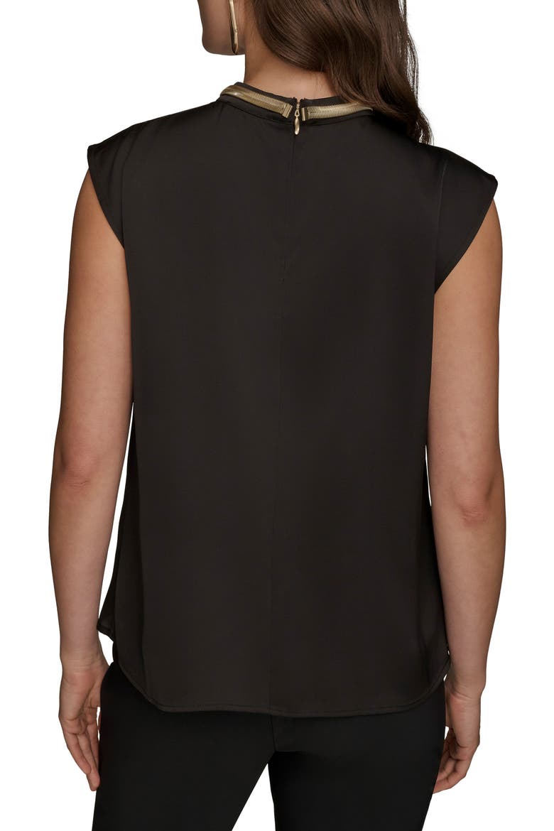 Twist Neck Hardware Sleeveless Top, Alternate, color, BLACK