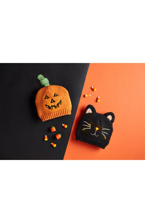 Mud Pie Light Up Halloween Knit Beanie In Black