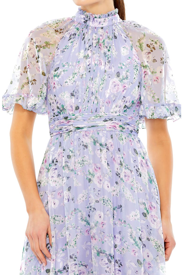 Floral Print High Neck Raglan Sleeve Dress, Alternate, color, LILAC MULTI