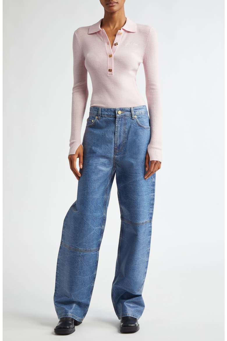 Long Sleeve Wool Polo Sweater, Alternate, color, CHALK PINK