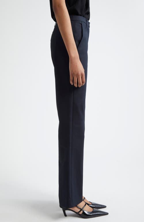 Emporio Armani Straight Leg Cotton Blend Pants In Solid Black