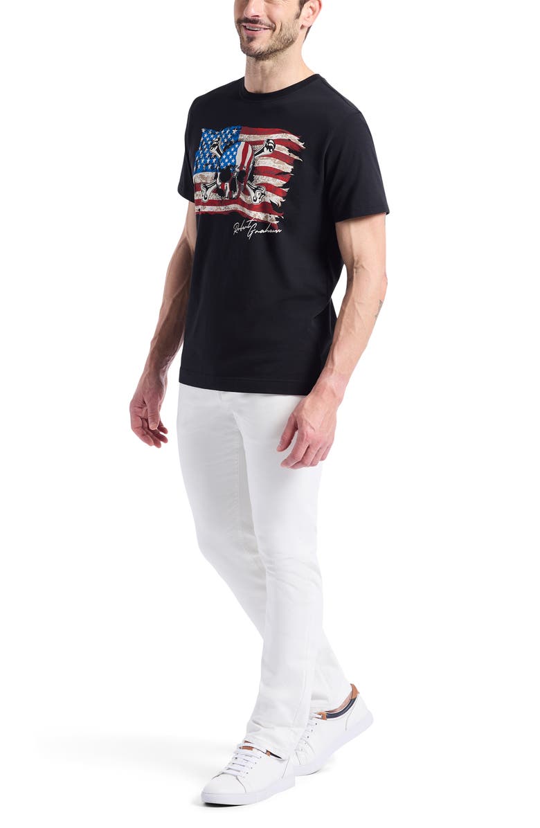 Robert Graham Skull Flag Graphic T-Shirt, Alternate, color, Black