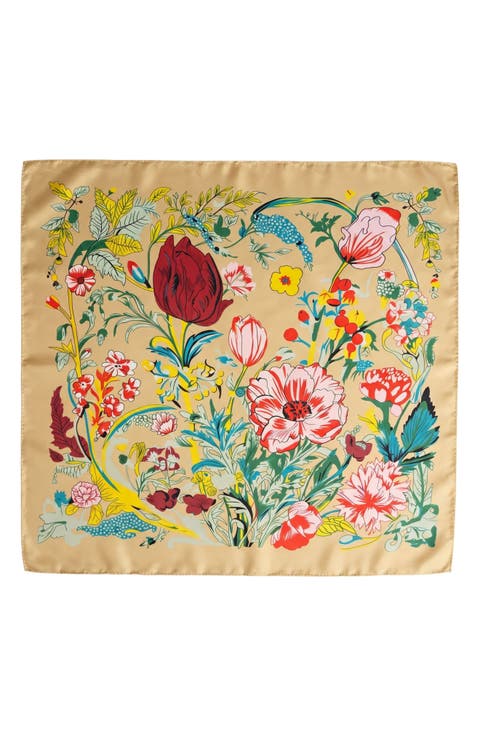 Floral Satin Square Scarf