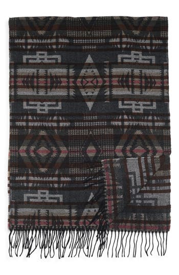 Vince Camuto Feathersoft Geometric Jacquard Wrap Scarf In Black