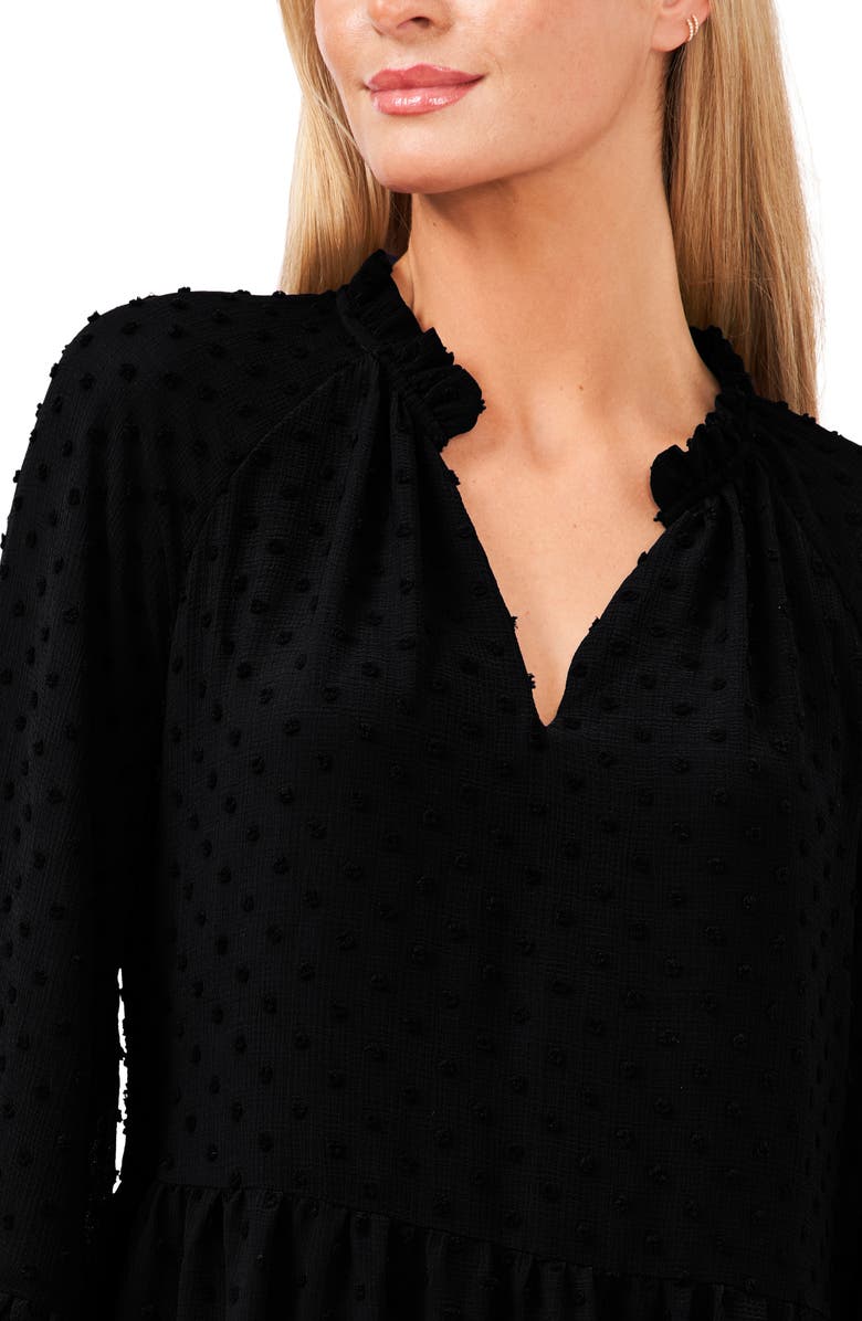 CeCe Clip Dot Ruffle Long Sleeve Shift Dress, Alternate, color,