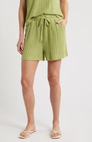 CITY BLUES Cozy Rib Drawstring Shorts