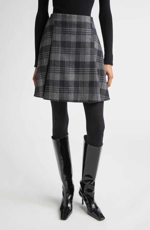 Cassia Plaid Virgin Wool A-Line Skirt