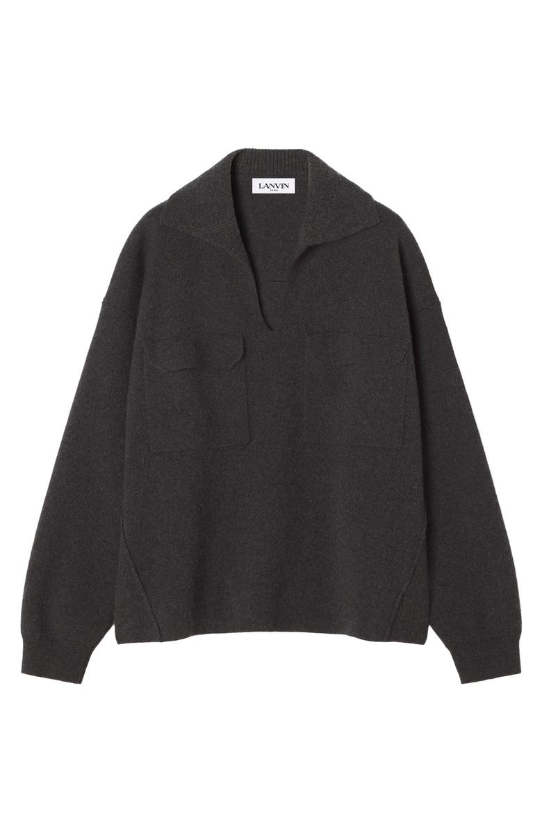 Lanvin Cashmere Polo, Main, color, Heather Grey