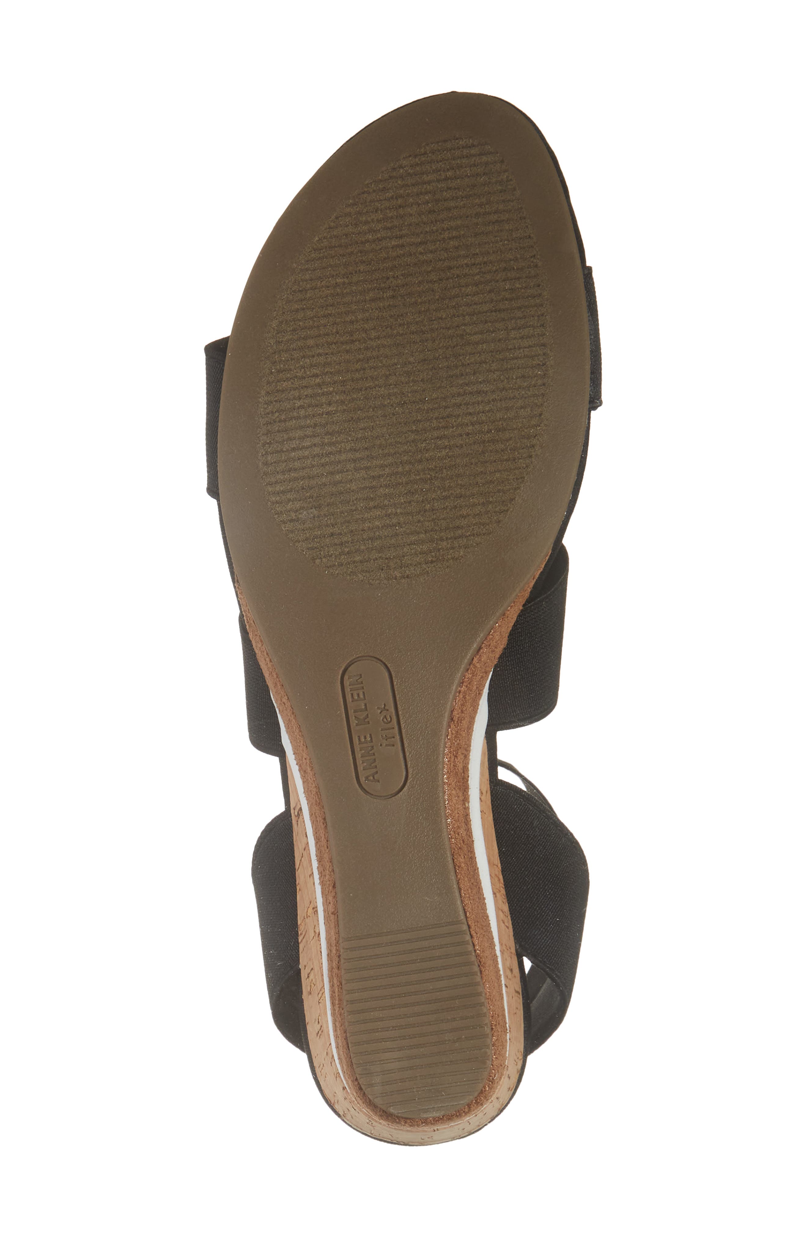 Anne Klein Barnett Wedge Ankle Strap Sandal, Alternate, color, Black
