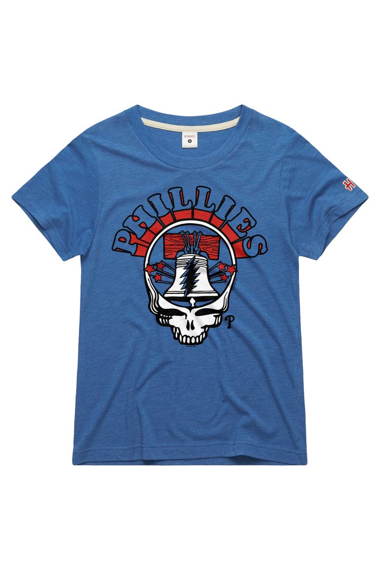 Women's Homage x Grateful Dead  Royal Philadelphia Phillies Americana Tri-Blend T-Shirt, Main, color, Royal