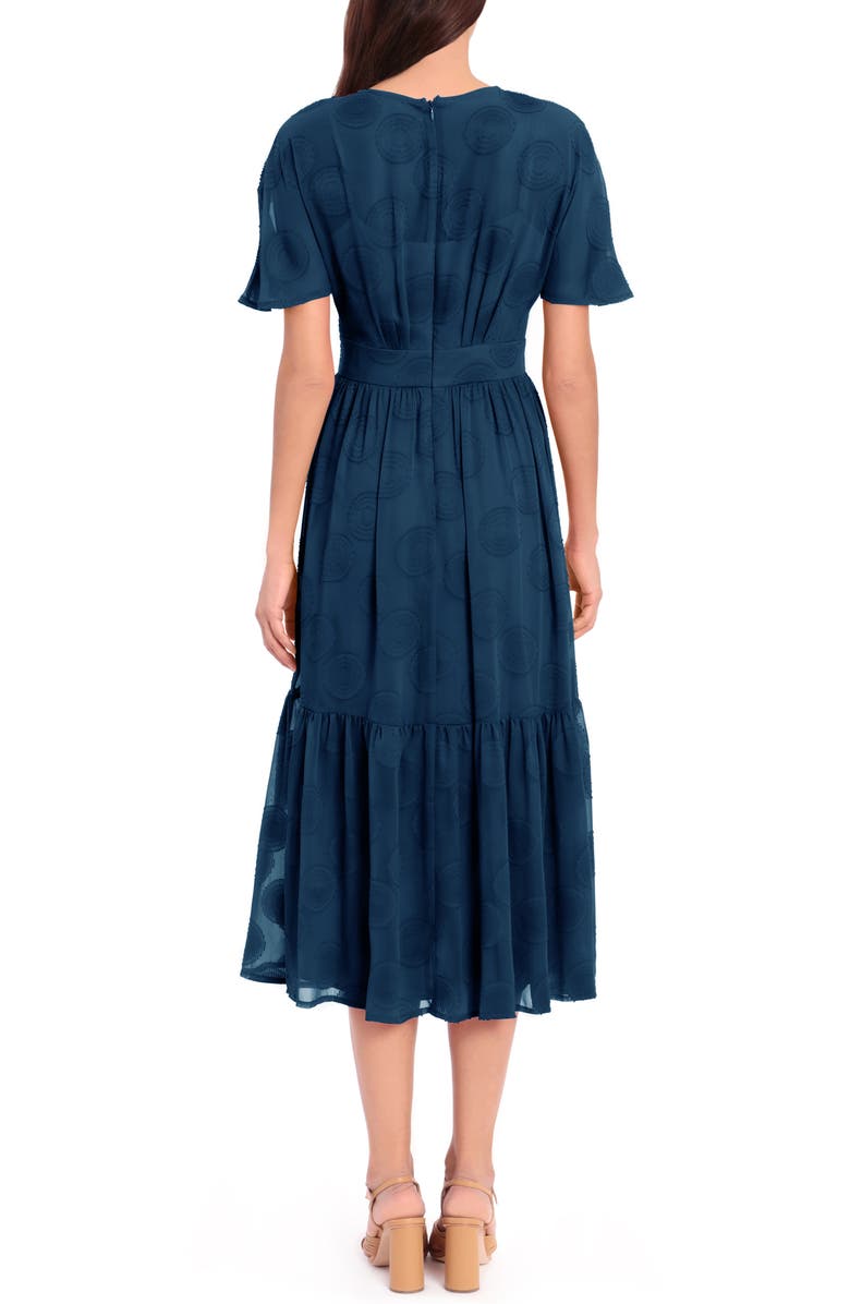 Maggy London Circle Burnout Mesh Jacquard Midi Dress, Alternate, color,