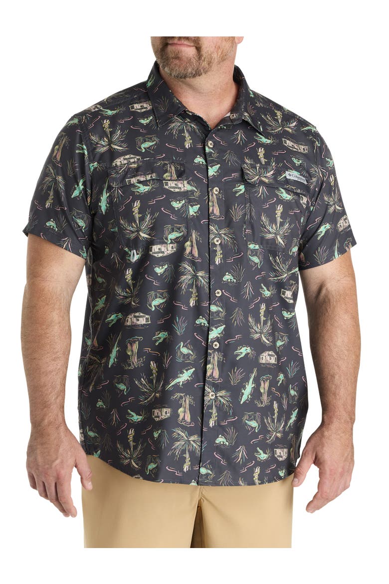 Big & Tall PFG Uncharted Sport Shirt, Main, color, SHARK EVERGLADES