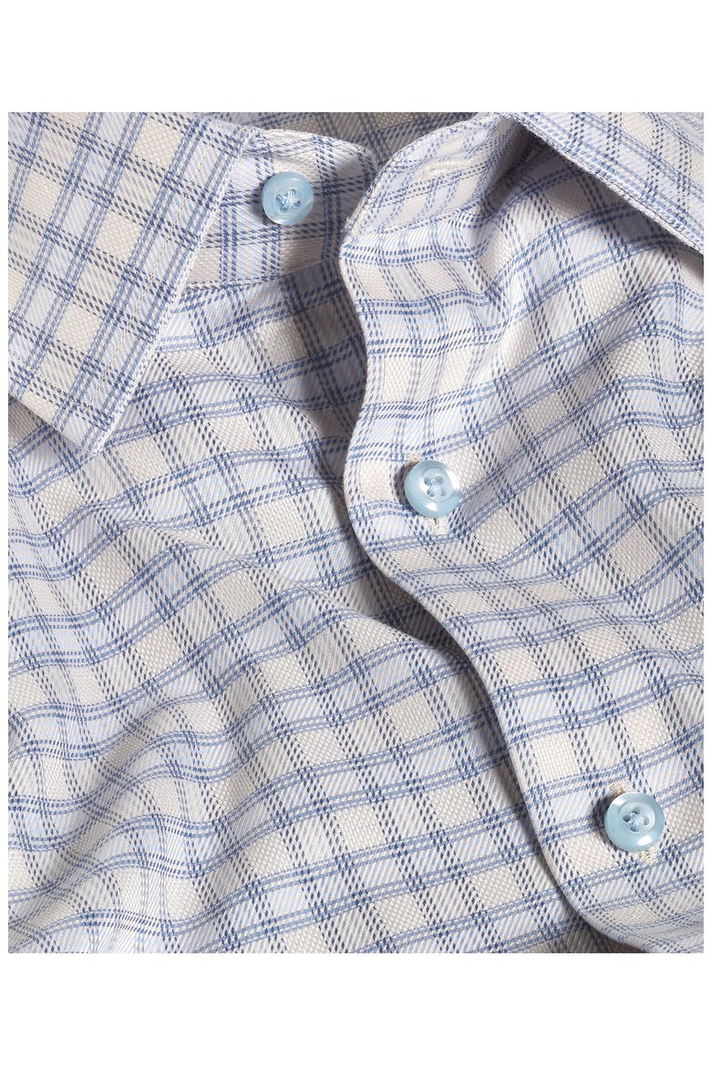 Trim Fit Plaid Cotton Dress Shirt, Alternate, color, SAND/ BLUE