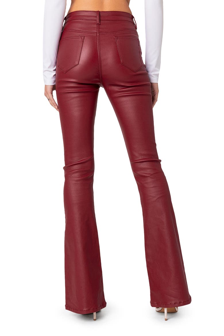 Luna Faux Leather Flare Pants, Alternate, color, BURGUNDY