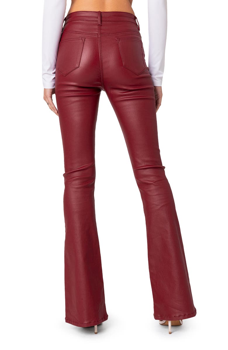 EDIKTED Luna Faux Leather Flare Pants, Alternate, color, Burgundy