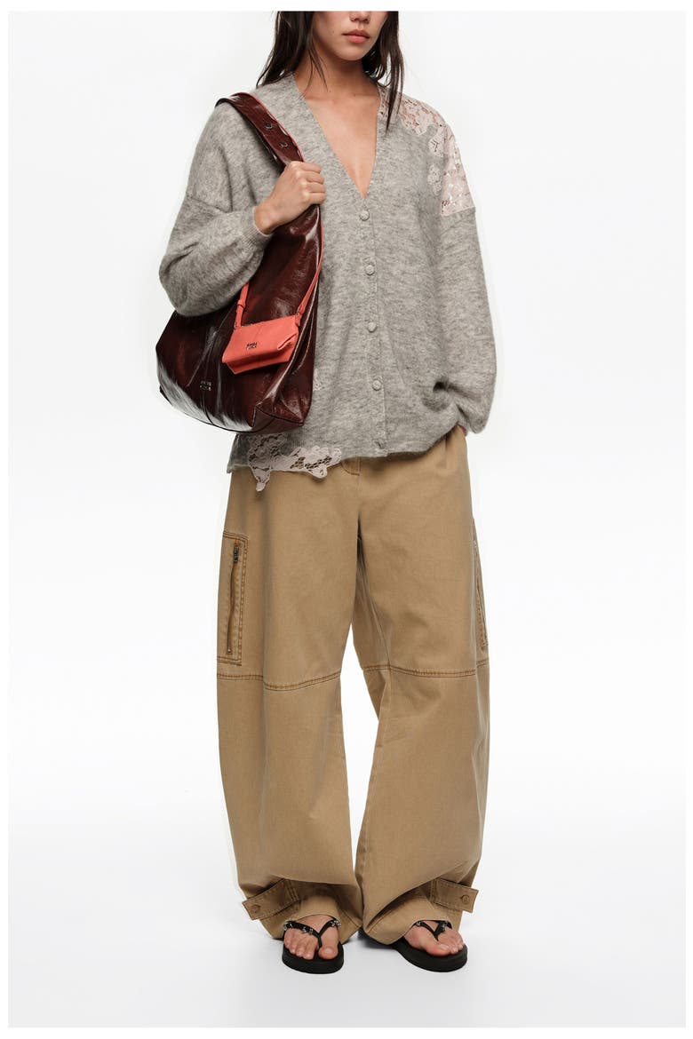 Long Lace Knit Cardigan, Alternate, color, LIGHT GREY
