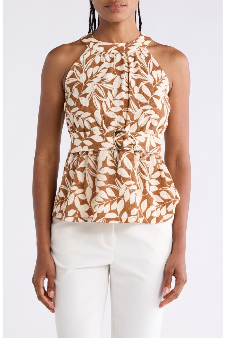 Sleeveless Peplum Belted Top, Main, color, CAM/ CRM