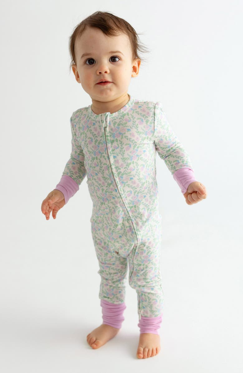 Posh Peanut Prairie Floral Fitted Convertible Footie Pajamas, Alternate, color, 