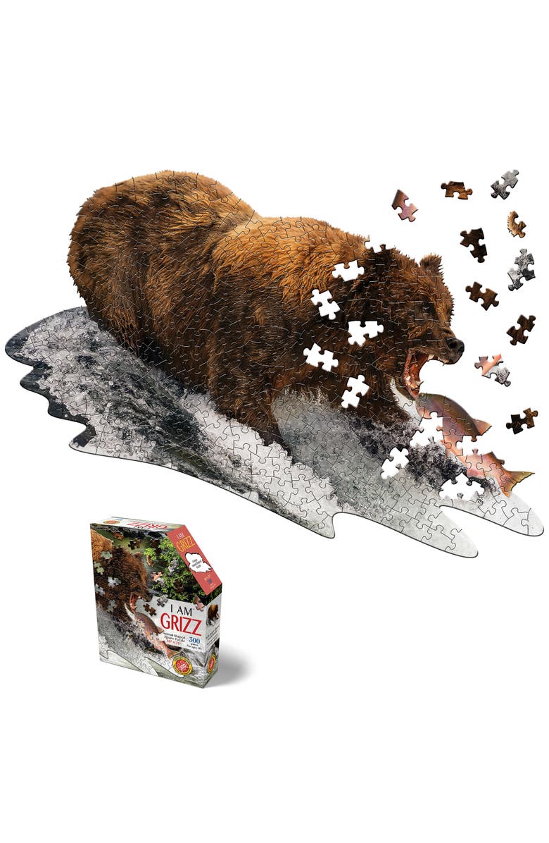 Madd Capp I Am Grizz 300 Piece Animal Shaped Puzzle, Fun Fact Booklet, Main, color, Multicolored