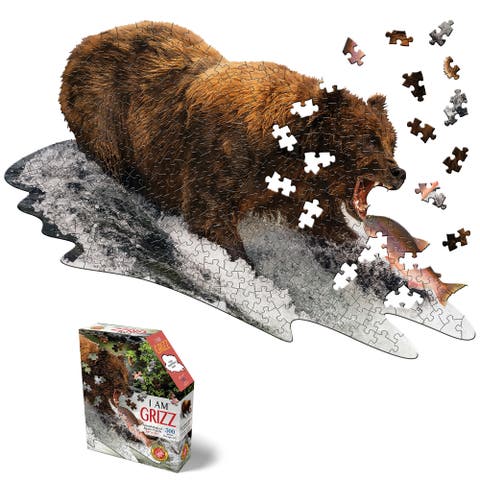 I Am Grizz 300 Piece Animal Shaped Puzzle, Fun Fact Booklet