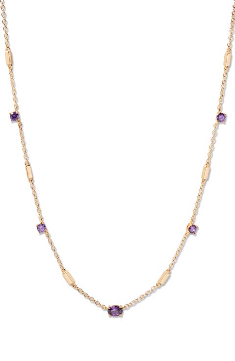 Brenna Birthstone Station Necklace