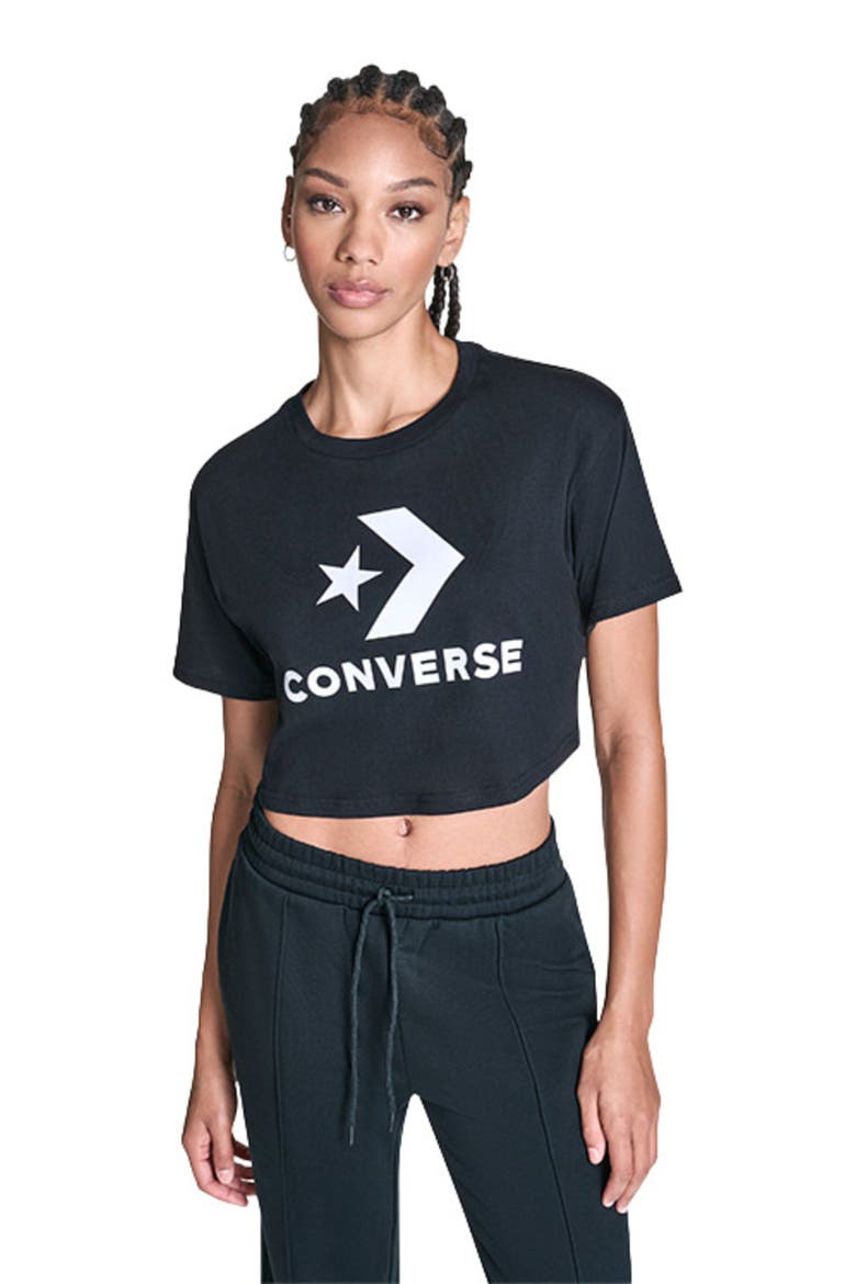Star Chevron Cropped T-Shirt, Alternate, color, CONVERSE BLACK