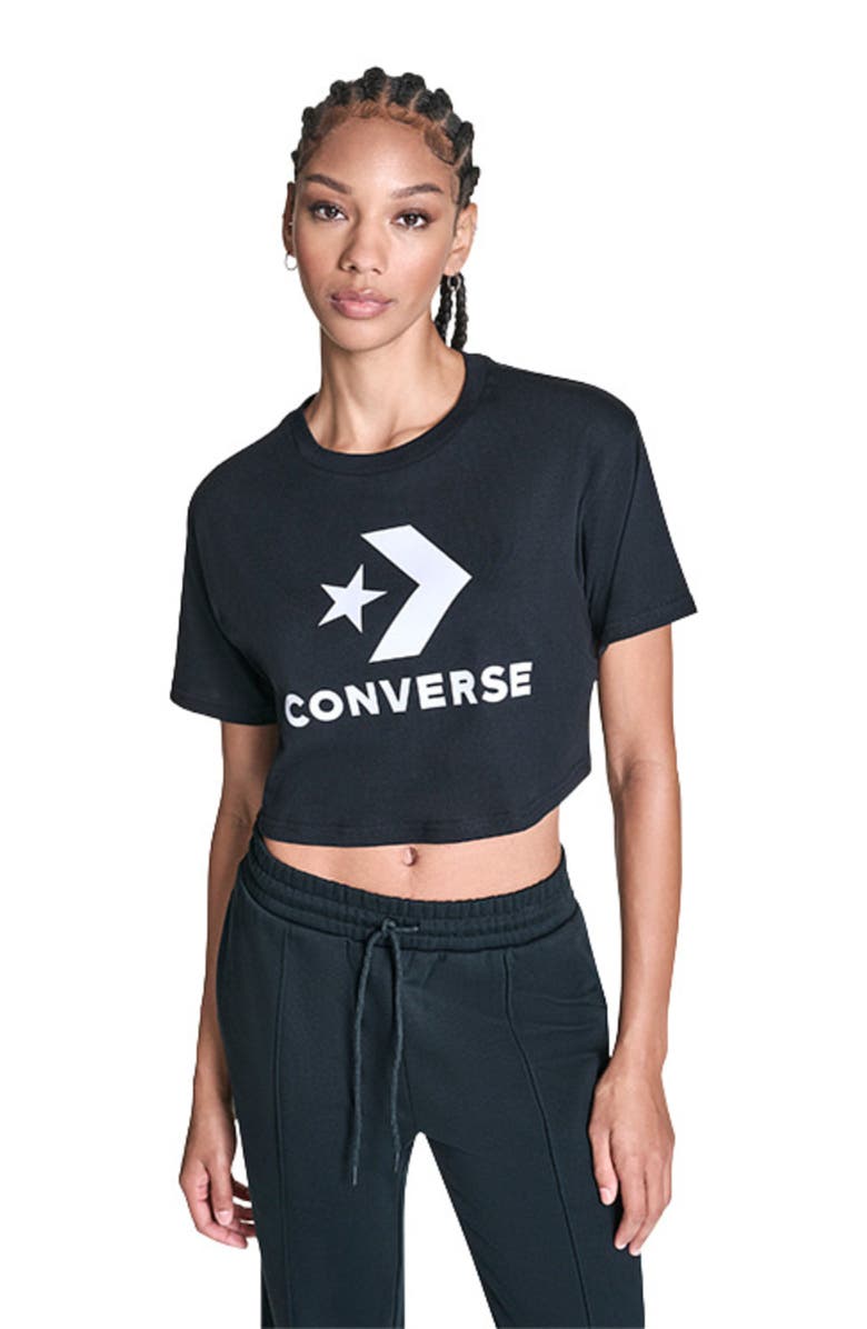 Converse Star Chevron Cropped T-Shirt, Alternate, color, Converse Black