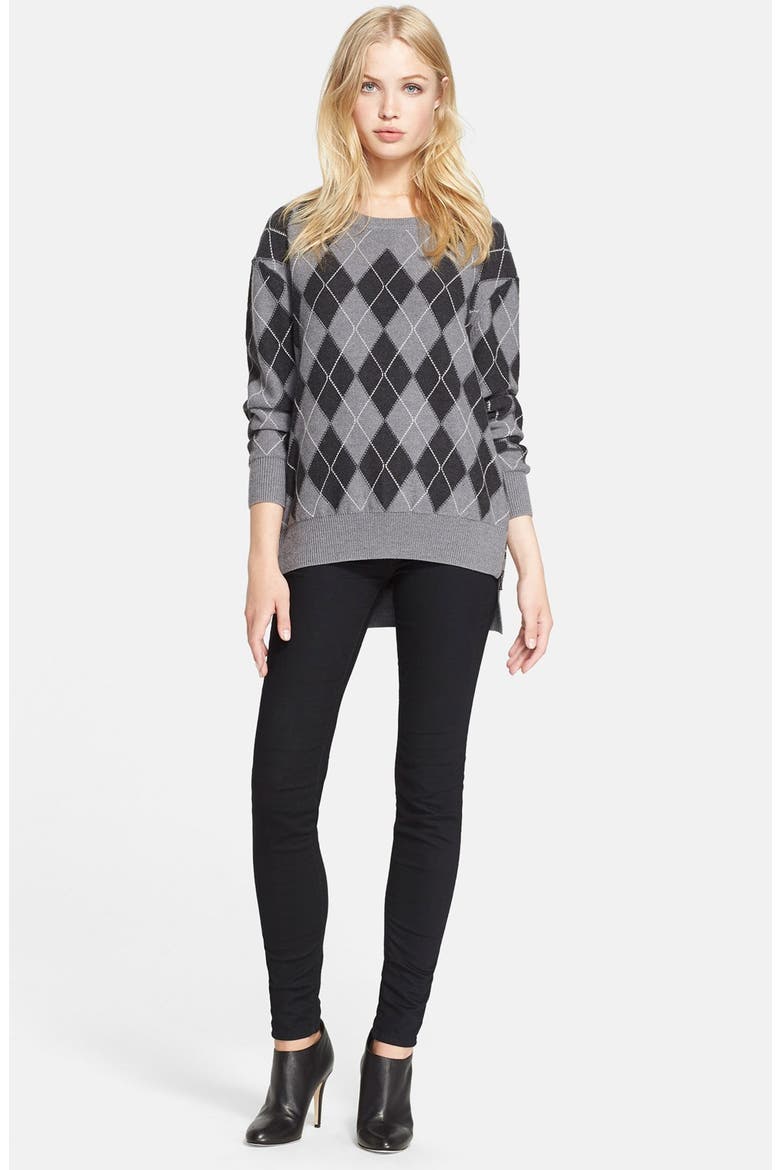 Merino Wool Argyle Sweater, Alternate, color, CHARCOAL