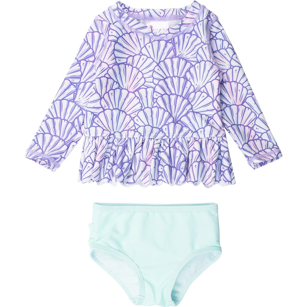 Rufflebutts Magical Mermaid Two-piece Rashguard Swimsuit In Purple