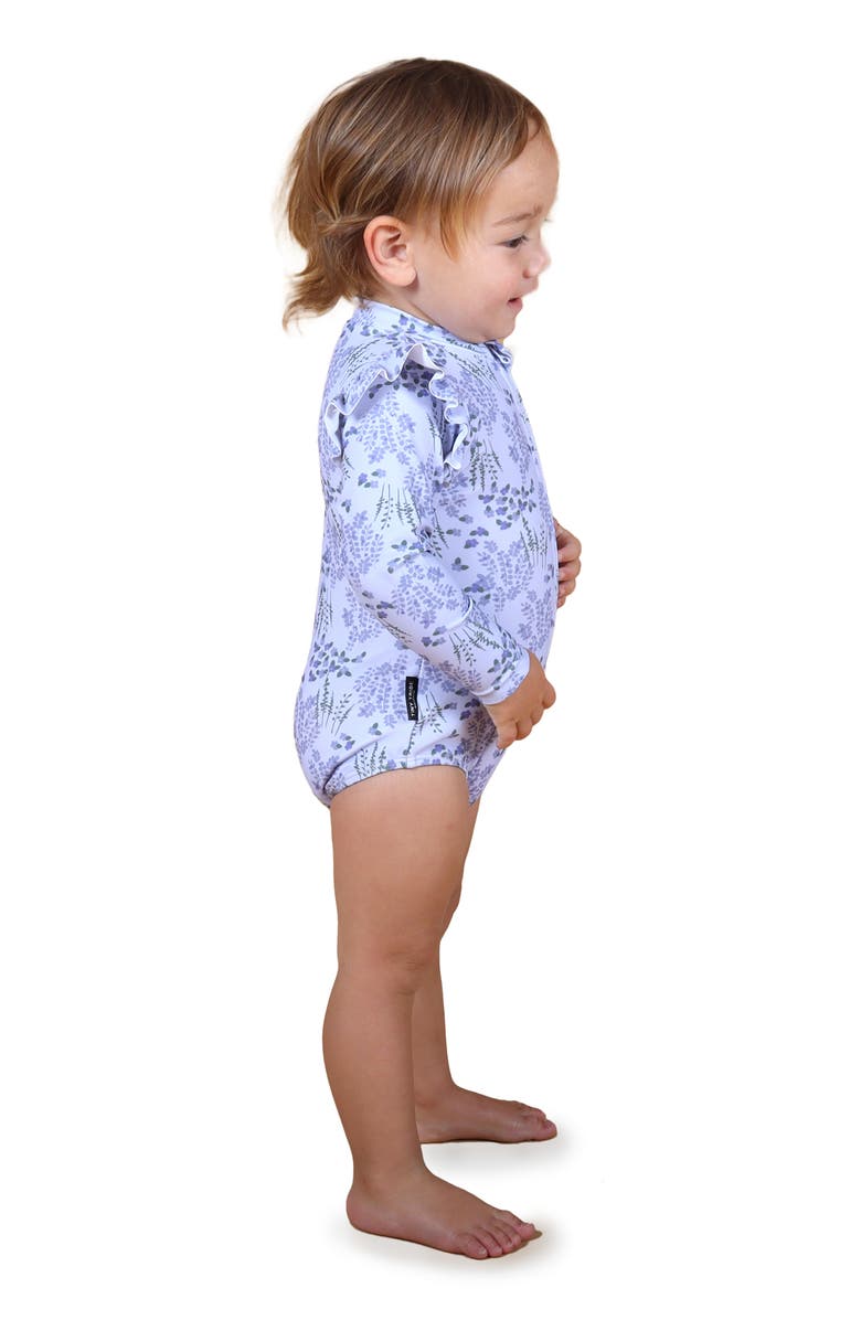 TINY TRIBE Spring Garden Ruffle Long Sleeve One-Piece Rashguard Swimsuit, Alternate, color, 